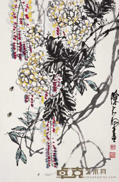 陈大羽 紫藤蜜蜂 镜心 95.5×60cm